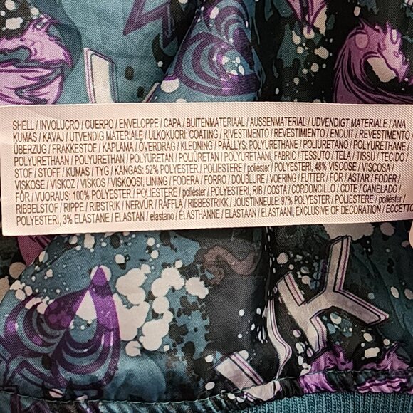 Disney Descendants 3 Uma Teal Green Sequin Faux Leather Moto Jacket - Picture 12 of 12